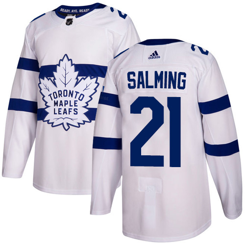 Adidas Maple Leafs #21 Borje Salming White Authentic 2018 Stadium Series Stitched NHL Jersey - Click Image to Close
